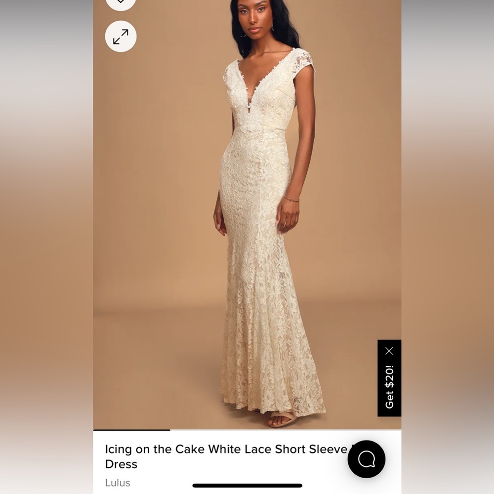 Lulu’s Icing on the Cake White Lace Short Sleeve Maxi Dress